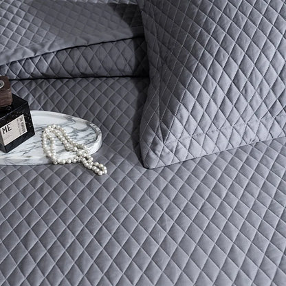 Avignon 3 Pc Light Weight Quilted Comforter Set - Champagne/Dark Grey/Beige/Steel Blue/Burgundy/White/Olive Green/Blush Pink