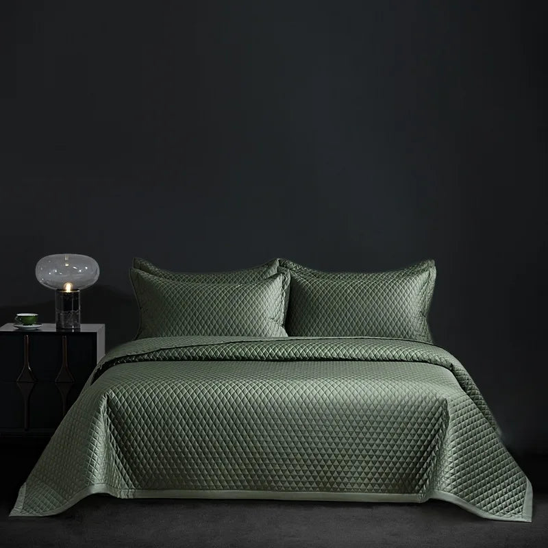 Avignon 3 Pc Light Weight Quilted Comforter Set - Champagne/Dark Grey/Beige/Steel Blue/Burgundy/White/Olive Green/Blush Pink