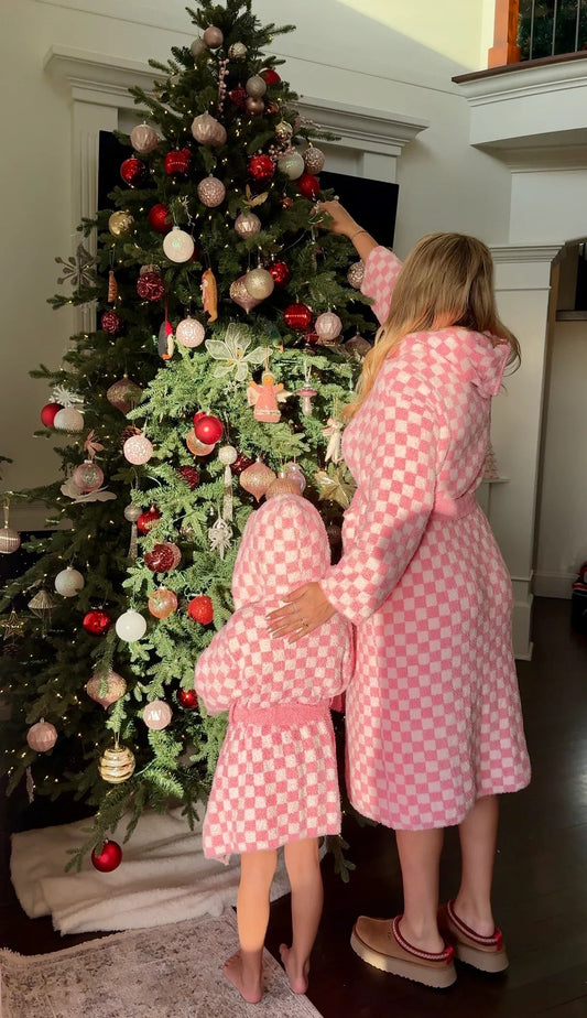 Adult Check Print Hooded Robe