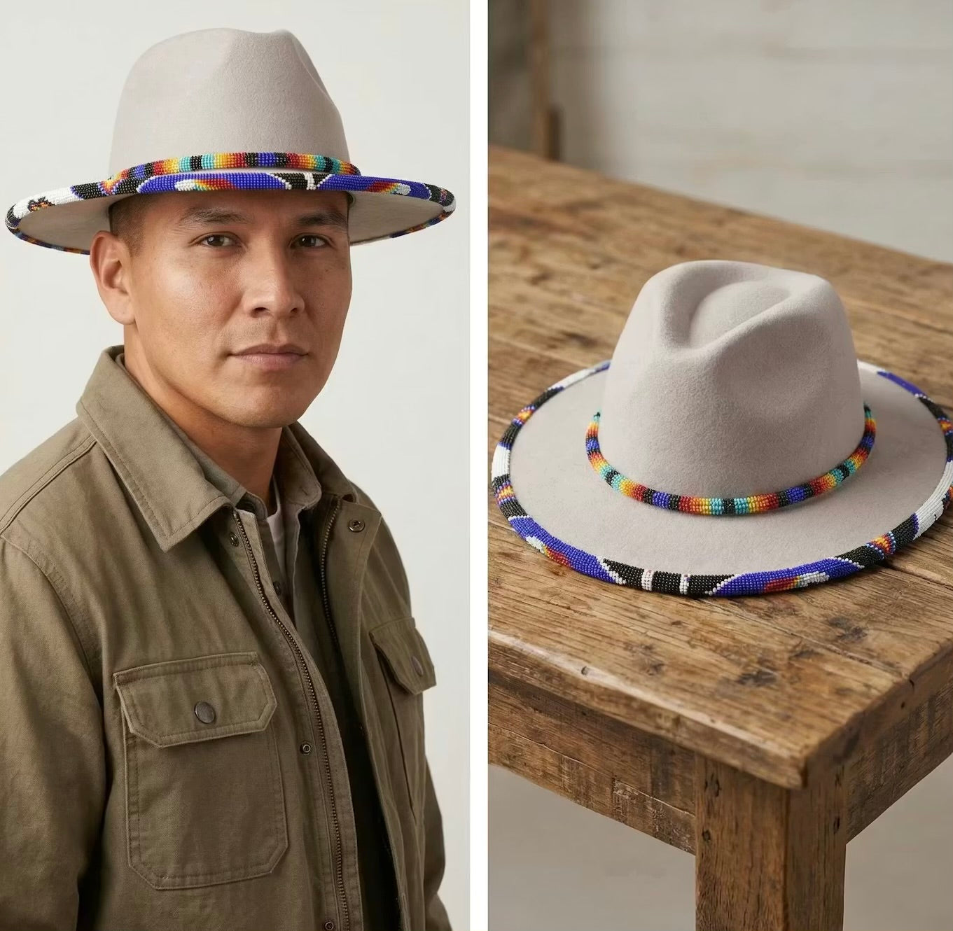 Size-60 Handmade Beaded Hat