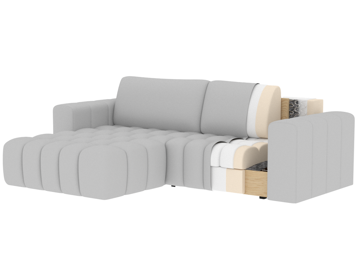 Bonett 4 Seater Storage Sleeper Chaise Sofa - Navy Blue