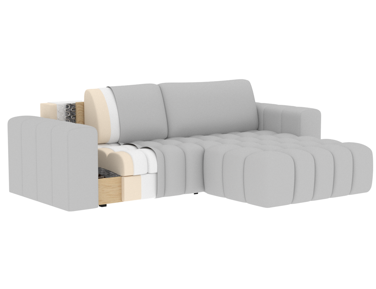 Bonett 4 Seater Storage Sleeper Chaise Sofa - Teal Blue