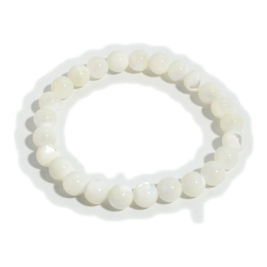 Shell White Round Bracelet - 8mm