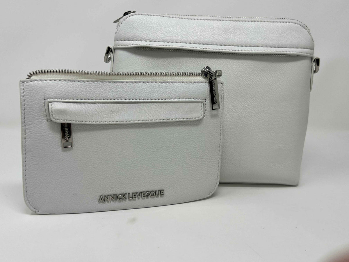 Petit Sac à Bandoulière en Cuir Blanc, Brigitte