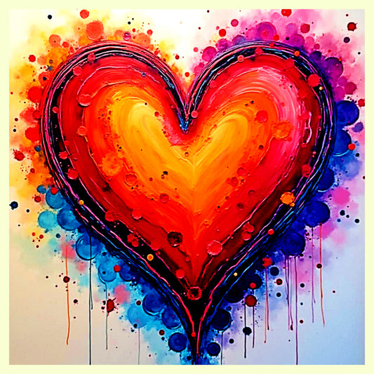 Vibrant Abstract Heart Digital Art - Colorful Watercolor Splatter Print - AURABAGS SHOP