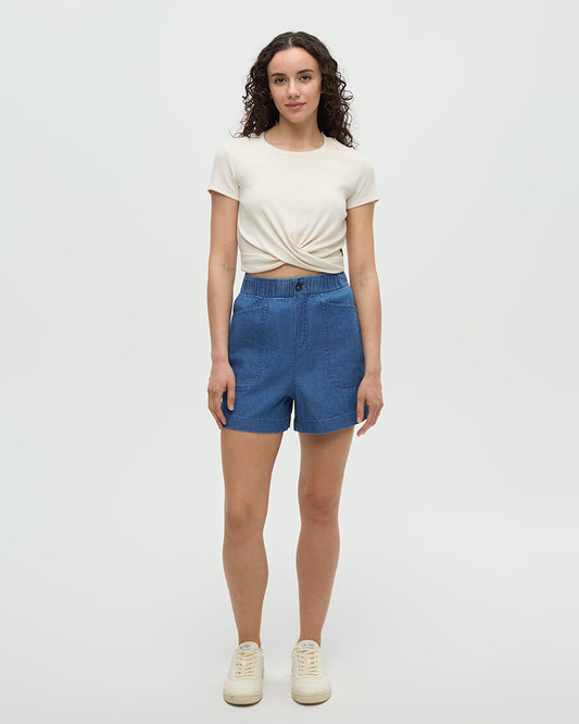 Denim-Kaskaden-Short