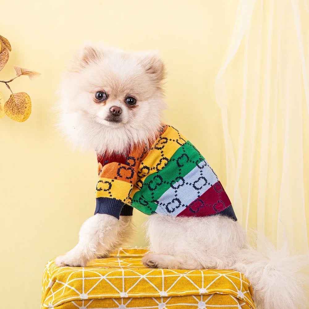 Gigi Rainbow Knit Dog Sweater | Pullover Top