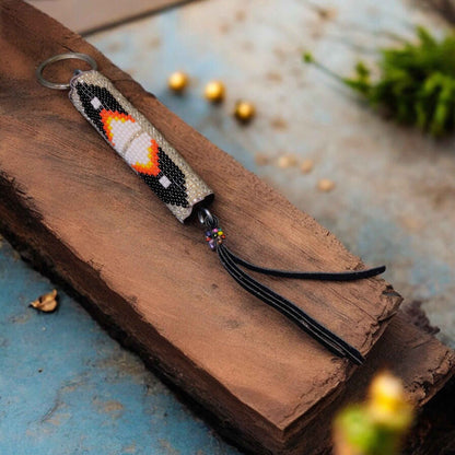 OLDTRIBES™ Silver Handcrafted Beaded Keychain