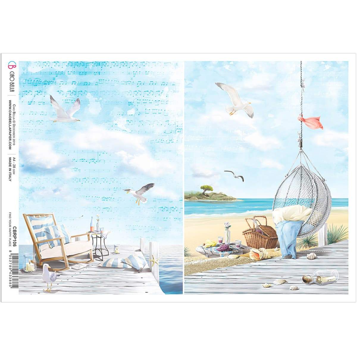 Ciao Bella Rice Paper A4 Find Your Happy Place