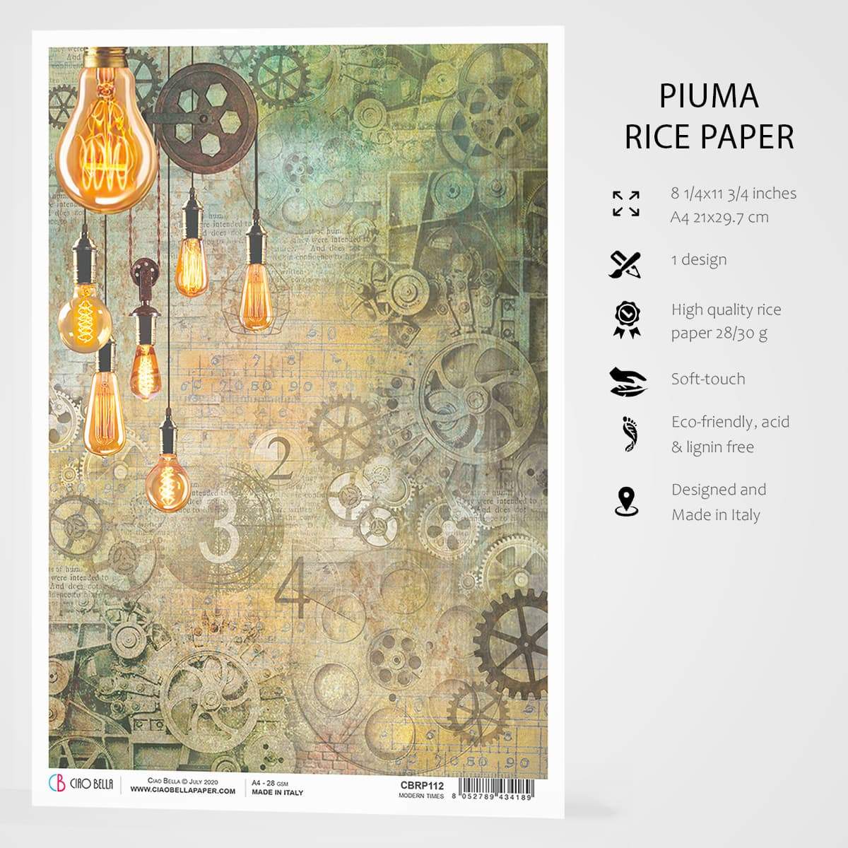Ciao Bella Rice Paper A4 Modern Times