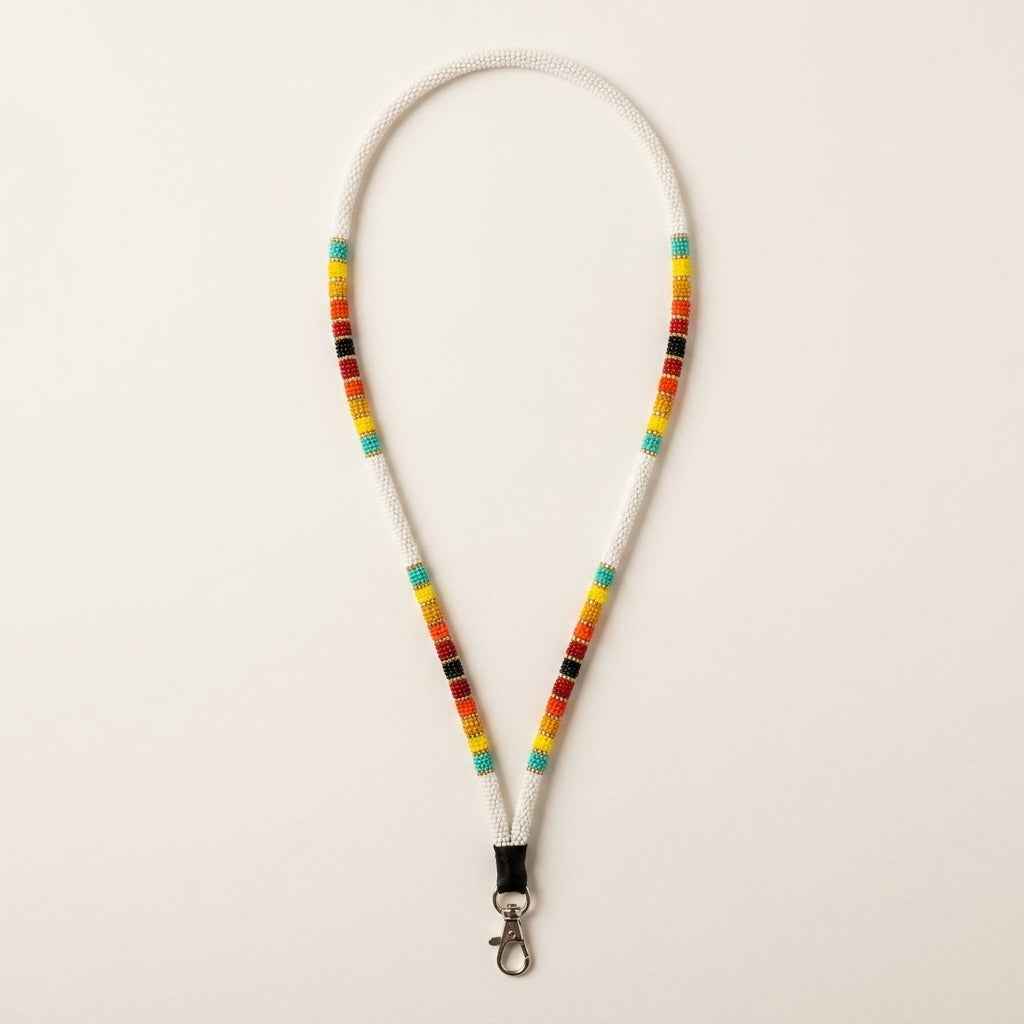 Round Beaded Lanyard(White)
