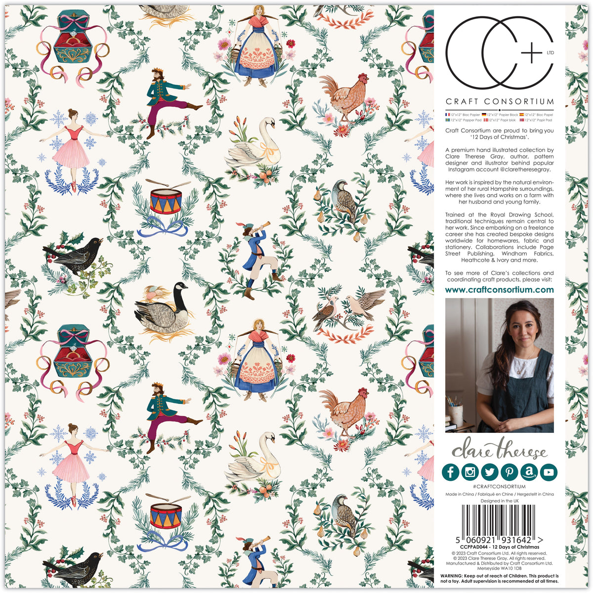Craft Consortium 12 Days Of Christmas - 12x12 Paper Pad