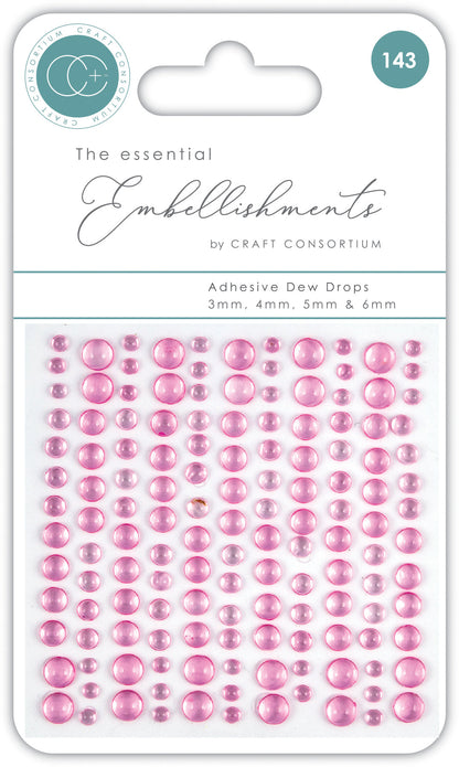 Craft Consortium Adhesive Dew Drops - Pink