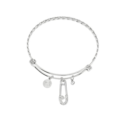 CHRISTINA: Charms Adorned White Gold (Silver Toned) Bracelet