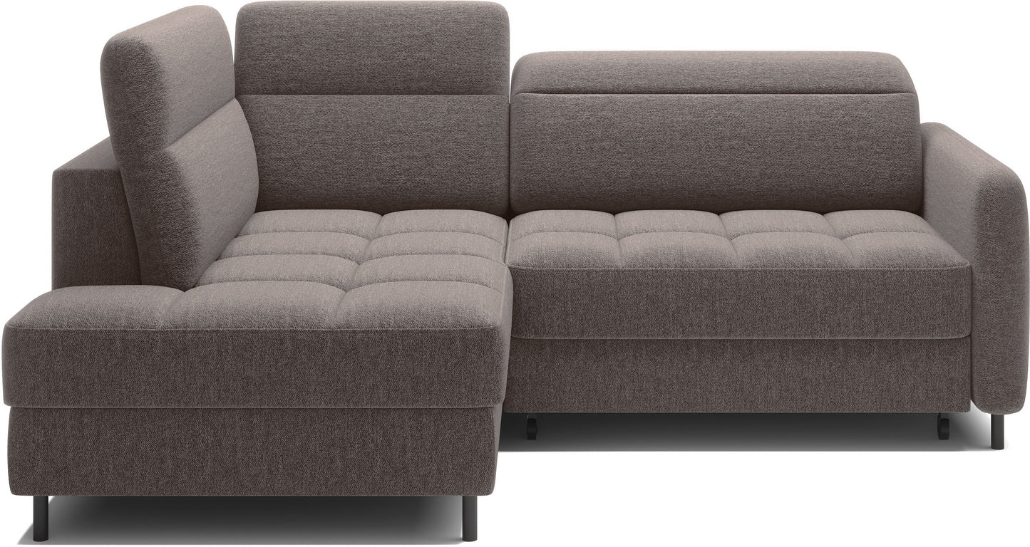 Barea 3 Seater Storage Sleeper Chaise Sofa - Fudge Brown