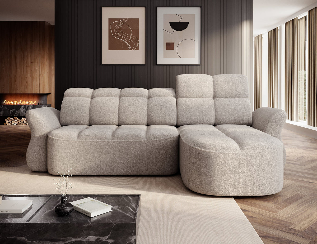 Beneth Storage Sleeper Chaise Sofa - Ivory Cream