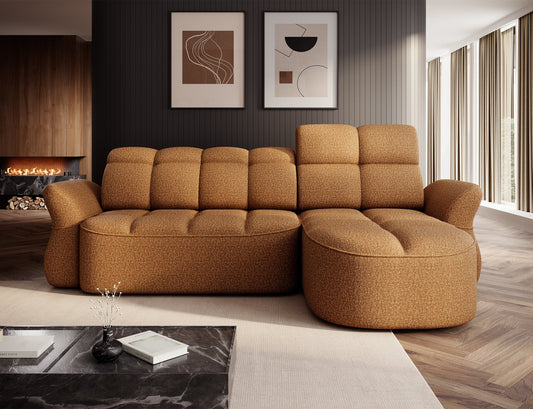 Beneth Storage Sleeper Chaise Sofa - Mocha Brown