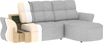 Beneth Storage Sleeper Chaise Sofa - Ivory Cream