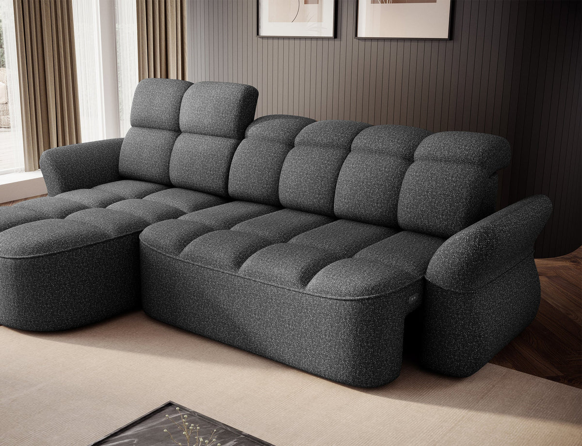 Beneth Storage Sleeper Chaise Sofa - Grey