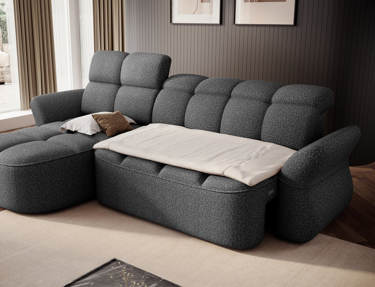 Beneth Storage Sleeper Chaise Sofa - Grey