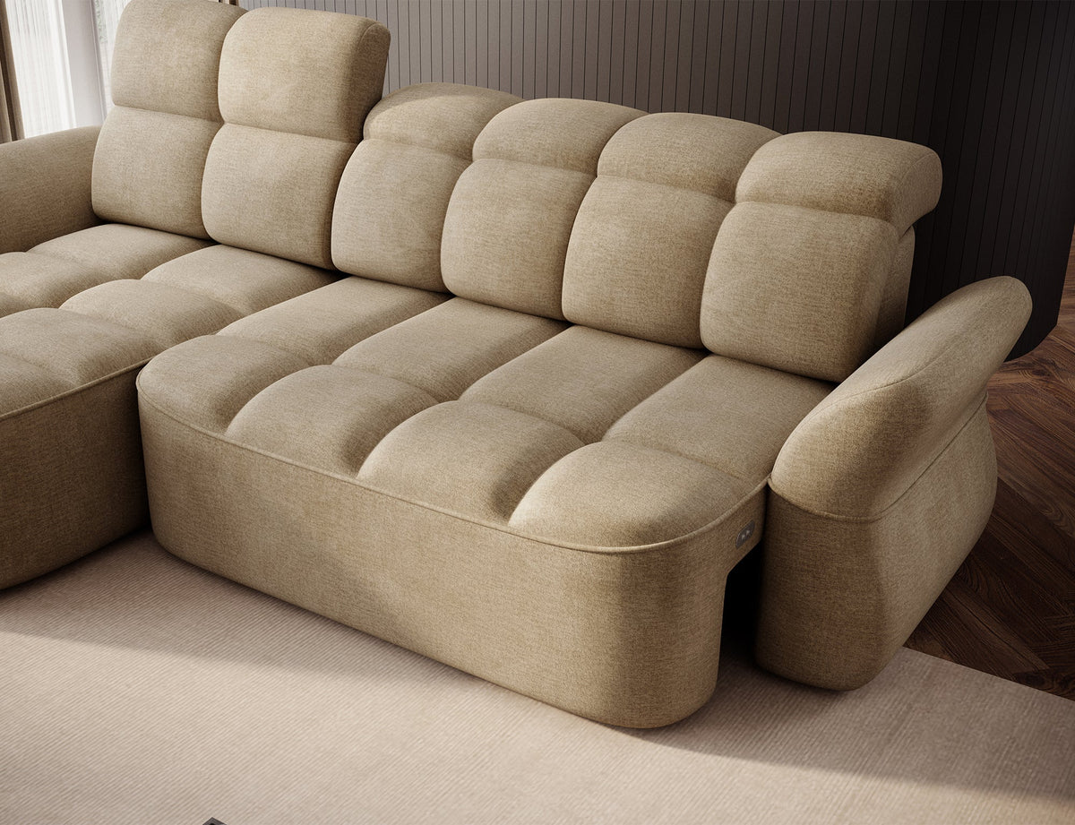 Beneth Storage Sleeper Chaise Sofa - Beige/Taupe