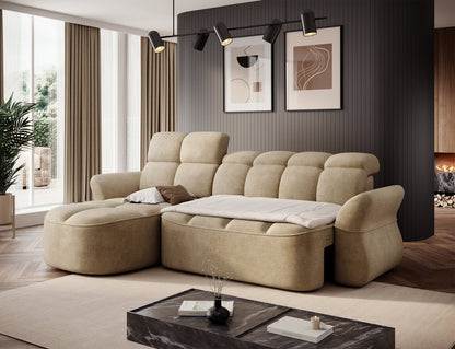Beneth Storage Sleeper Chaise Sofa - Beige/Taupe