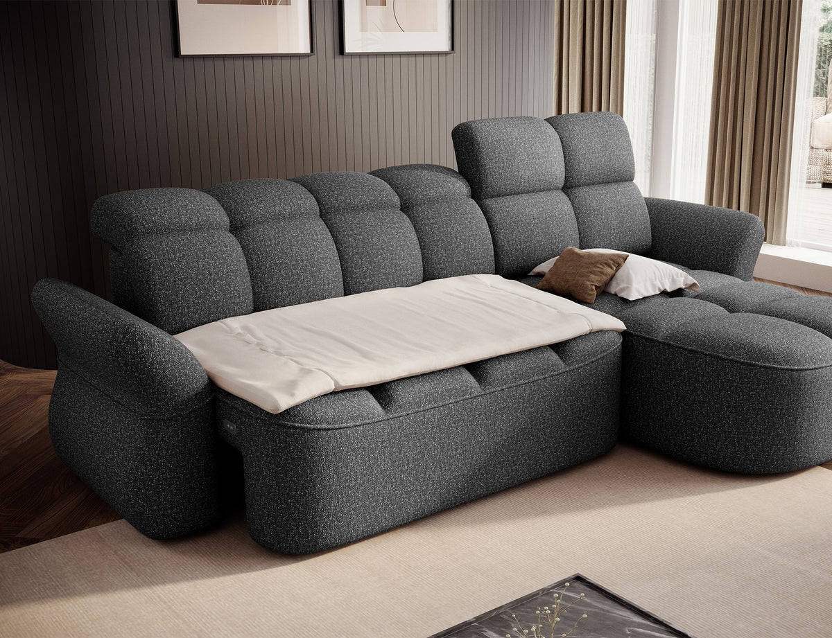 Beneth Storage Sleeper Chaise Sofa - Grey