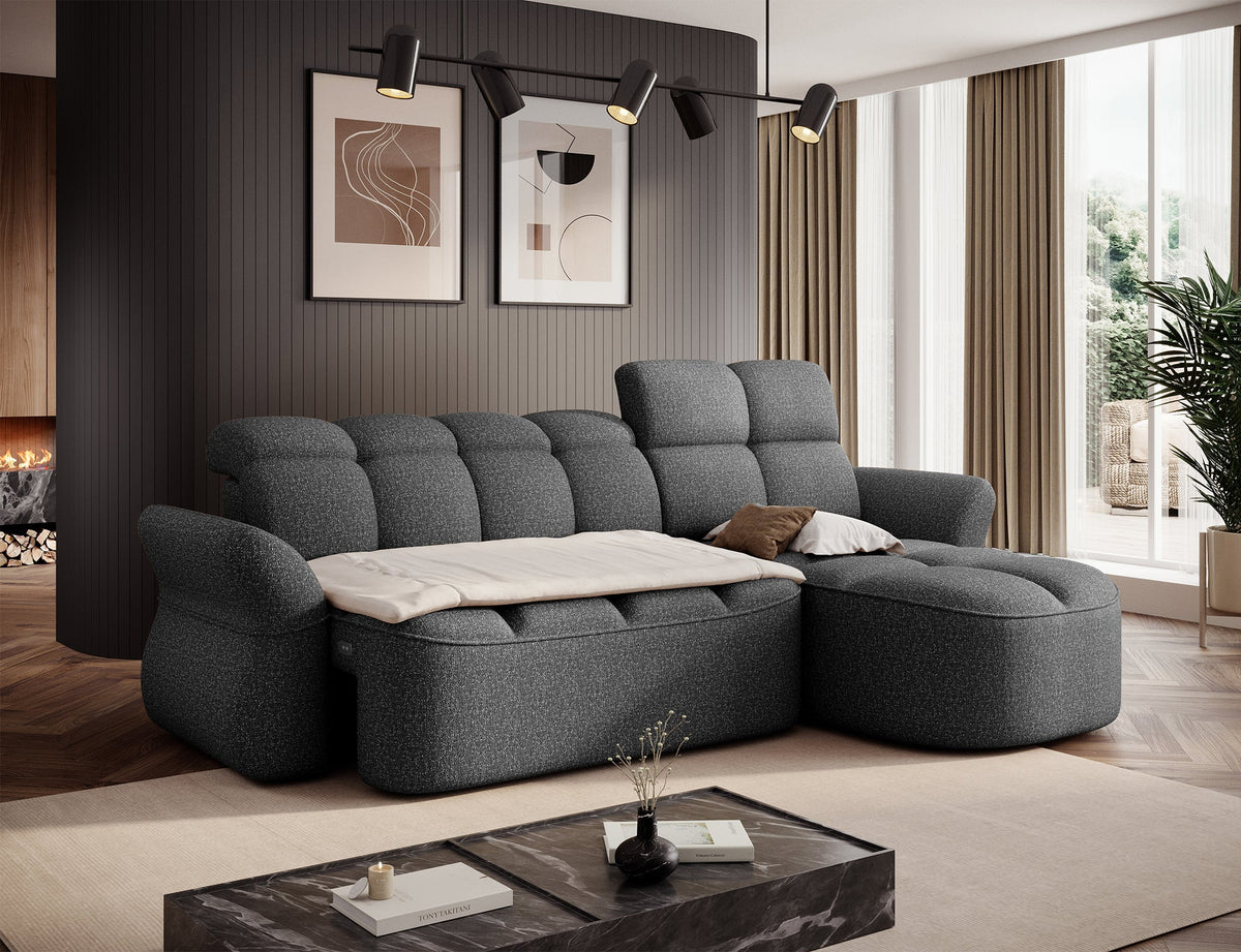 Beneth Storage Sleeper Chaise Sofa - Grey