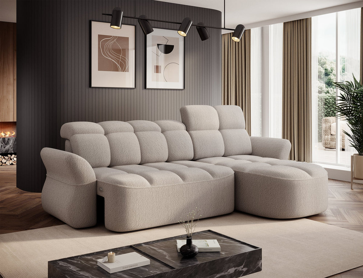 Beneth Storage Sleeper Chaise Sofa - Ivory Cream