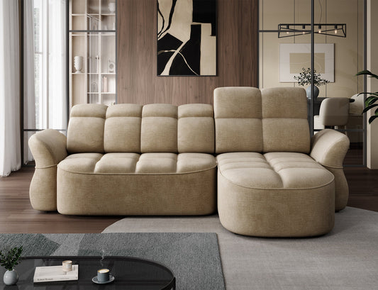 Beneth Storage Sleeper Chaise Sofa - Beige/Taupe