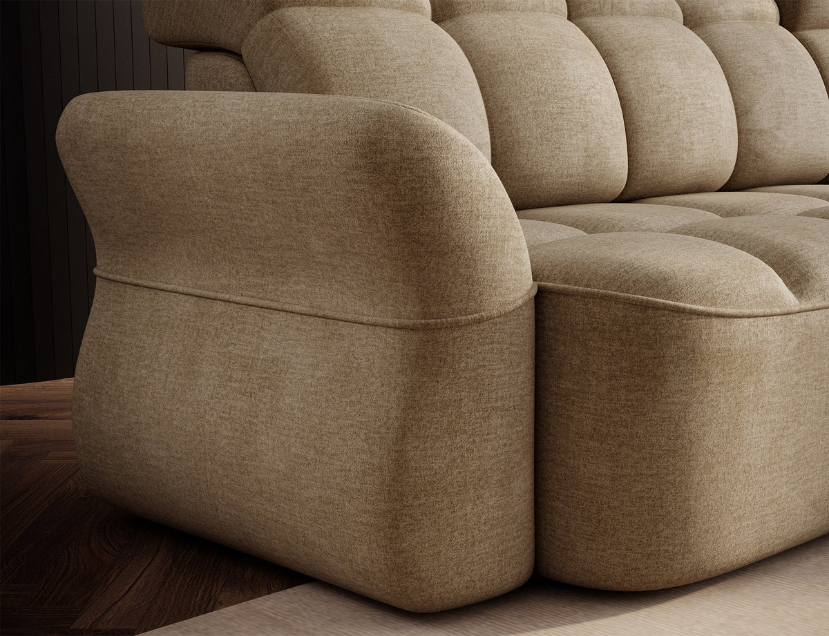Beneth Storage Sleeper Chaise Sofa - Beige/Taupe