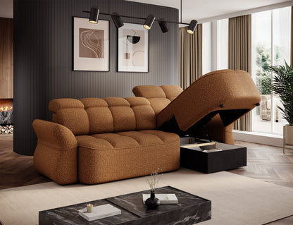 Beneth Storage Sleeper Chaise Sofa - Mocha Brown
