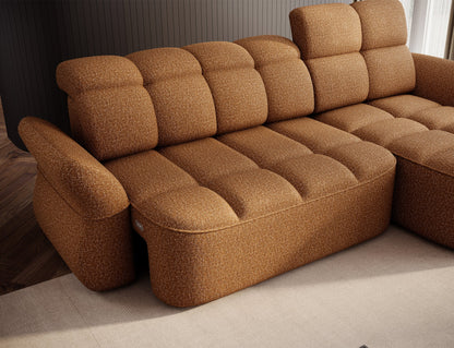 Beneth Storage Sleeper Chaise Sofa - Mocha Brown