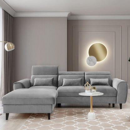 Foble Sectional Storage Sleeper Chaise Sofa - Light Grey