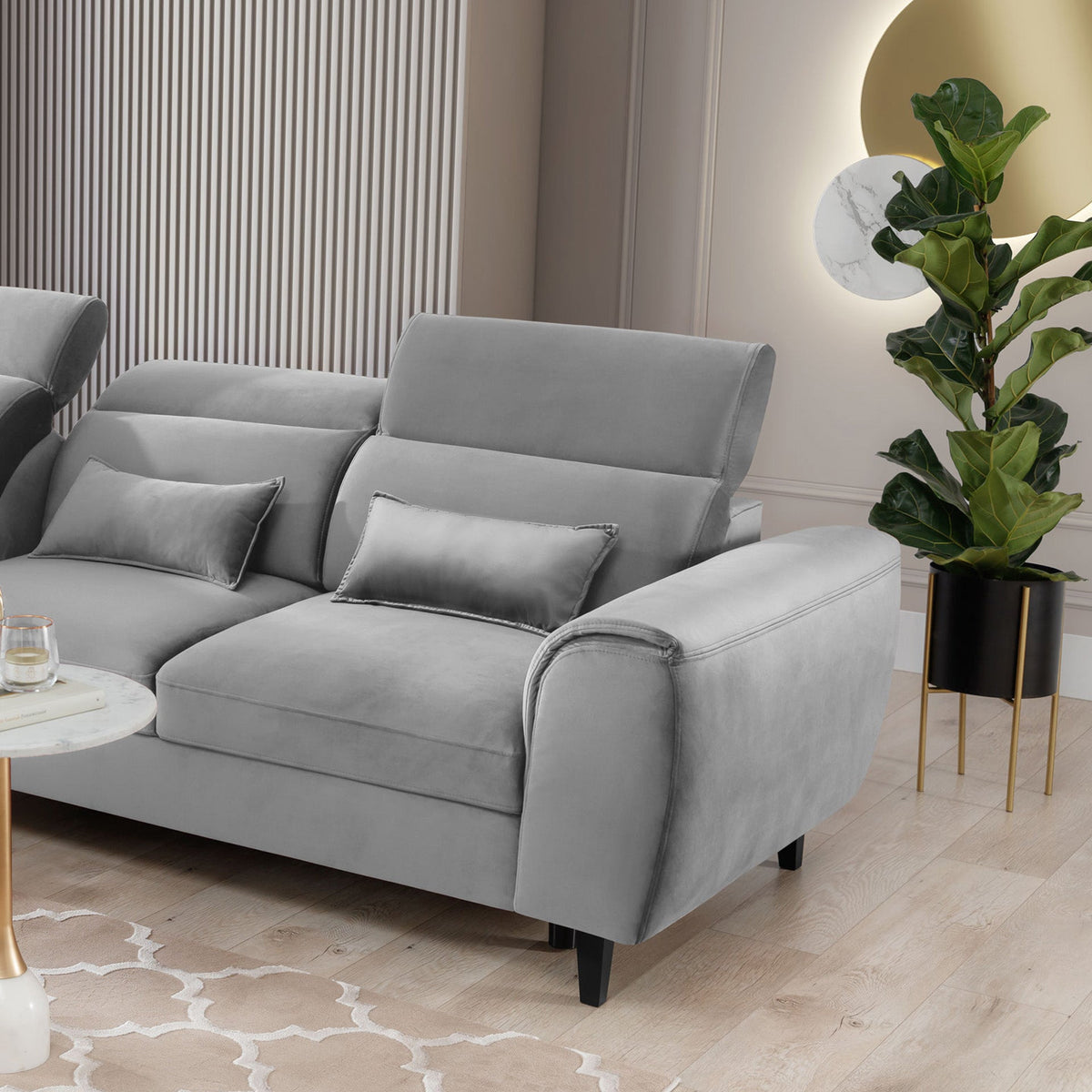 Foble Sectional Storage Sleeper Chaise Sofa - Light Grey