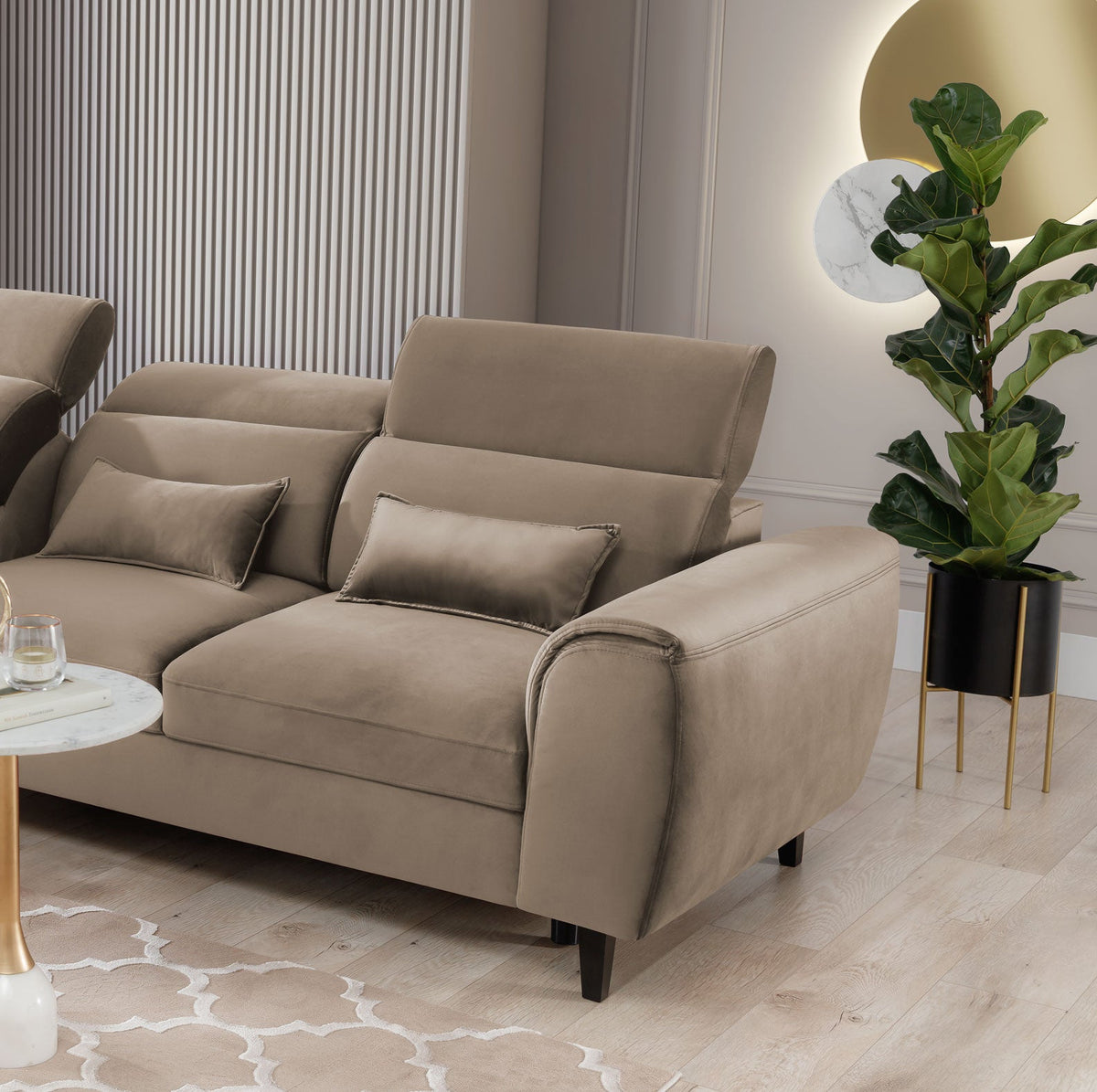 Foble Sectional Storage Sleeper Chaise Sofa - Beige