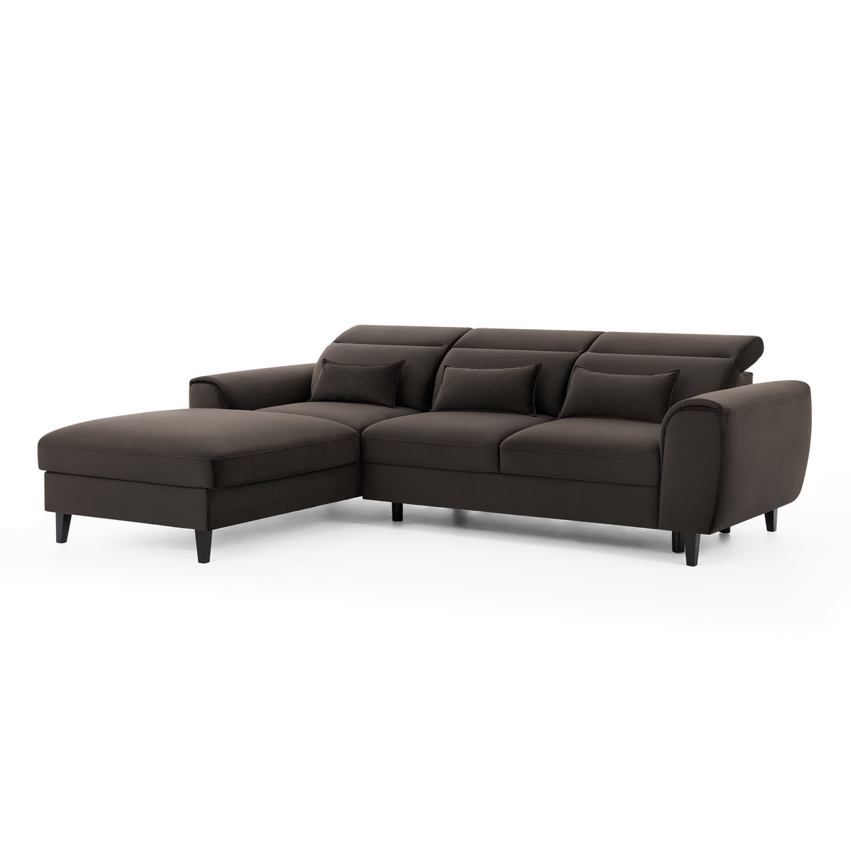 Foble Sectional Storage Sleeper Chaise Sofa - Dark Brown