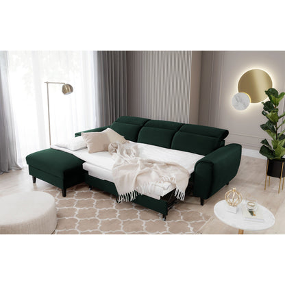 Foble Sectional Storage Sleeper Chaise Sofa - Emerald Green