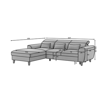 Foble Sectional Storage Sleeper Chaise Sofa - Burgundy