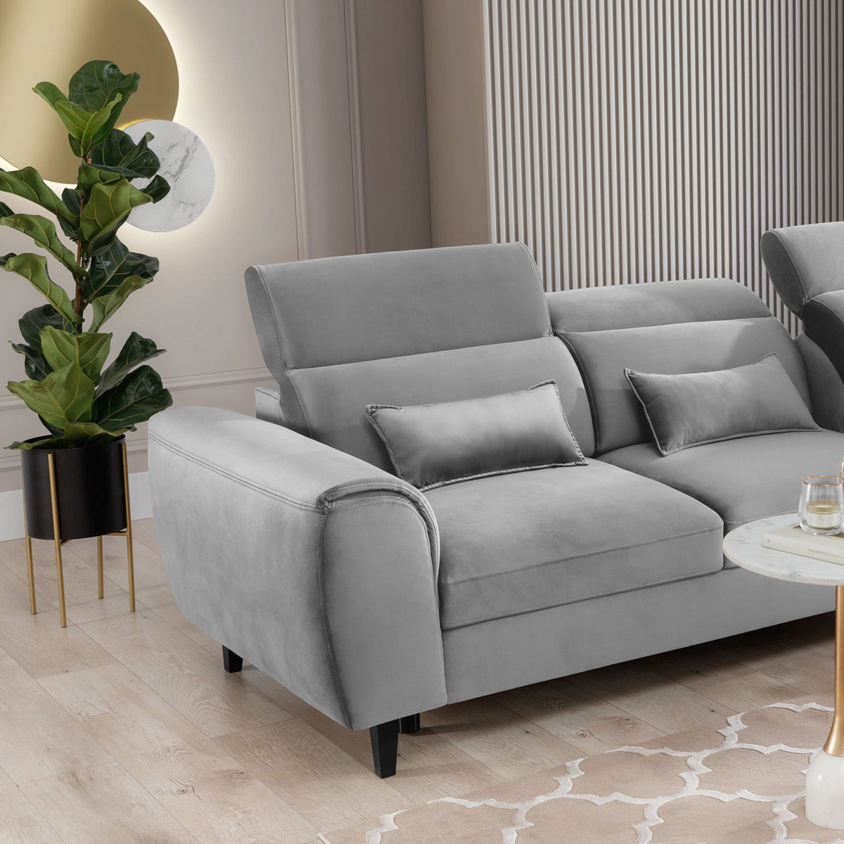 Foble Sectional Storage Sleeper Chaise Sofa - Light Grey