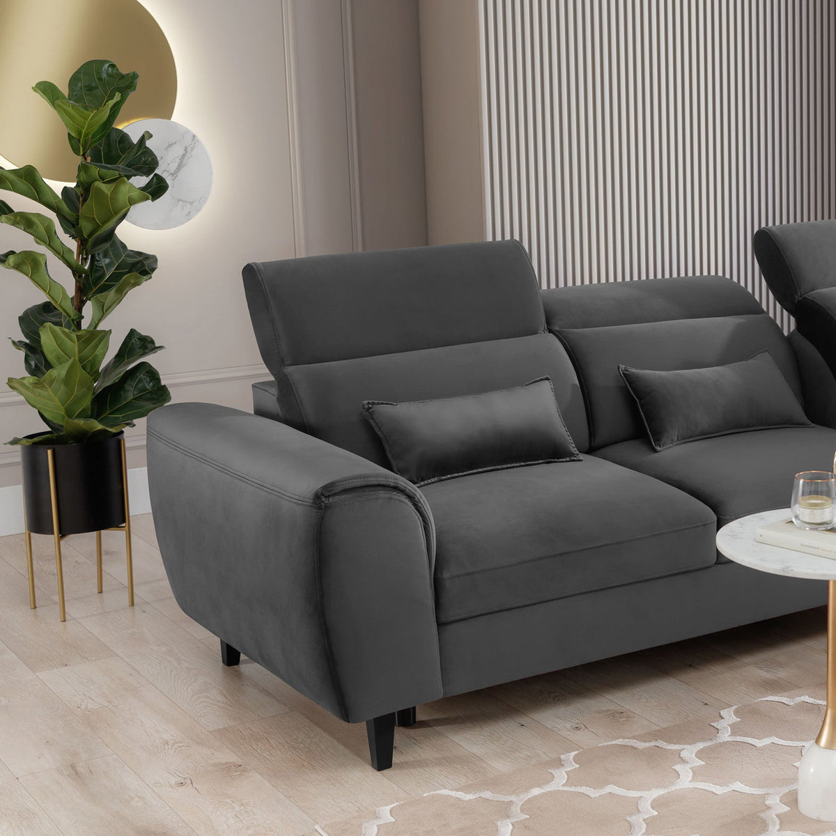 Foble Sectional Storage Sleeper Chaise Sofa - Dark Grey