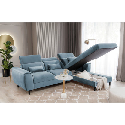 Foble Sectional Storage Sleeper Chaise Sofa - Aqua Blue
