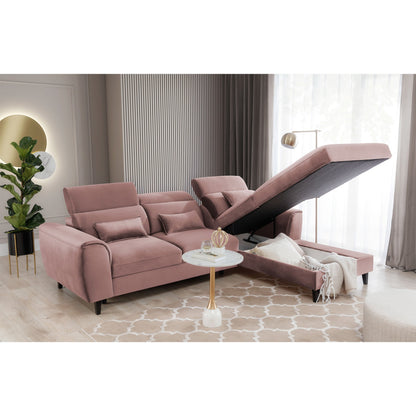 Foble Sectional Storage Sleeper Chaise Sofa - Blush