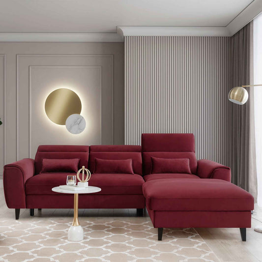 Foble Sectional Storage Sleeper Chaise Sofa - Burgundy
