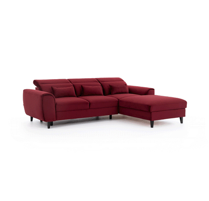 Foble Sectional Storage Sleeper Chaise Sofa - Burgundy