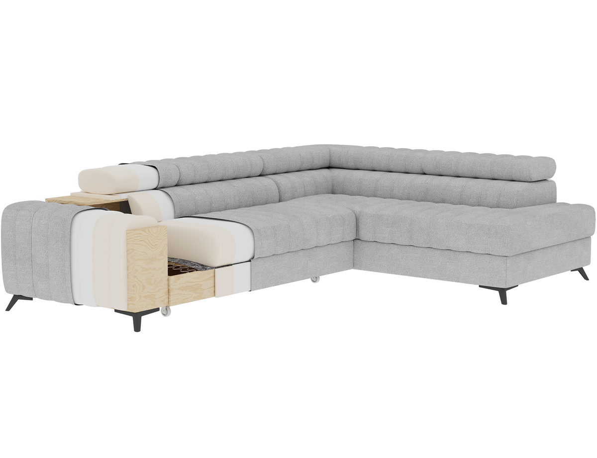 Kanedo Storage Sleeper Sectional Sofa - Grey
