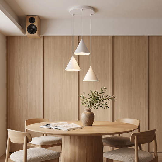 CONO 3-Light Steel Cone Pendant for Kitchen Island & Dining Table