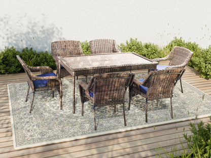 Cambridge 7-Piece Outdoor Wicker Dining Set - AURABAGS SHOP