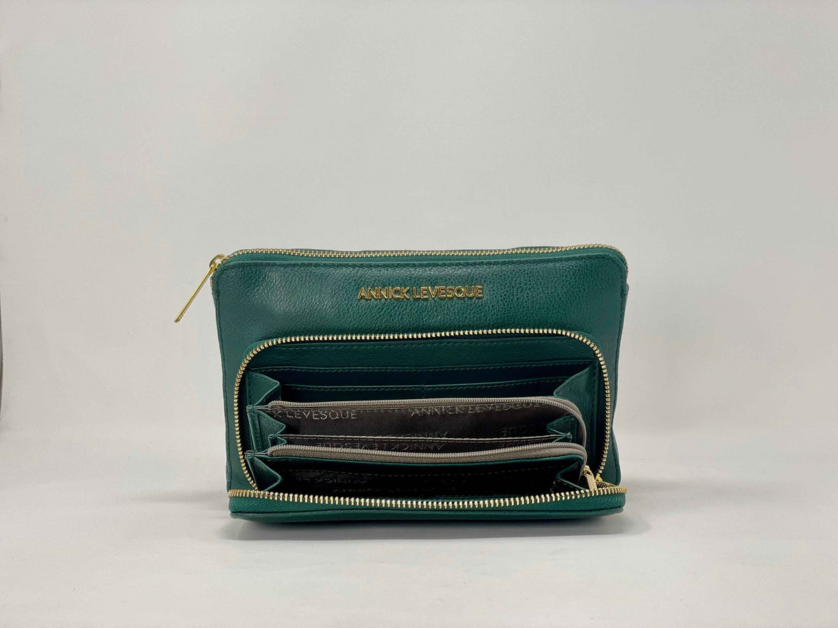 Petit Sac Bandoulière Portefeuille vert foncé - Carmen