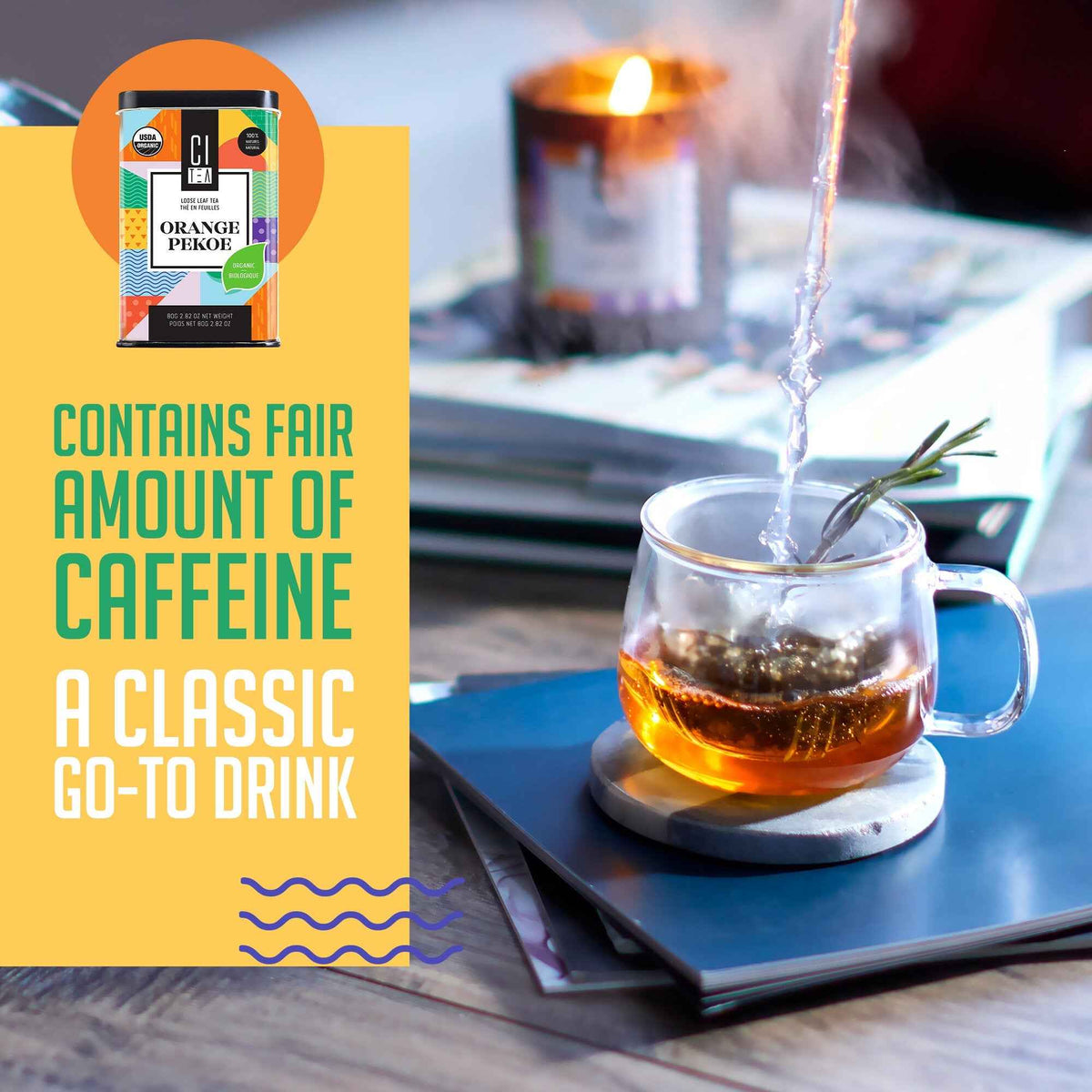 Organic Orange Pekoe Black Loose Leaf Tea with Teaball - 80g